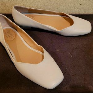 Franco Sarto Beige Square Toe Flats
